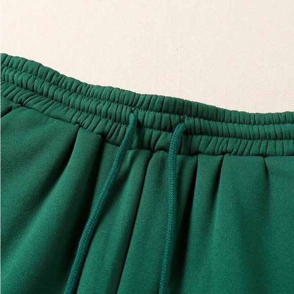 🟪 Solid Drawstring Forest Green Waist Thermal Lined Sweatpants - Picture 4 of 7